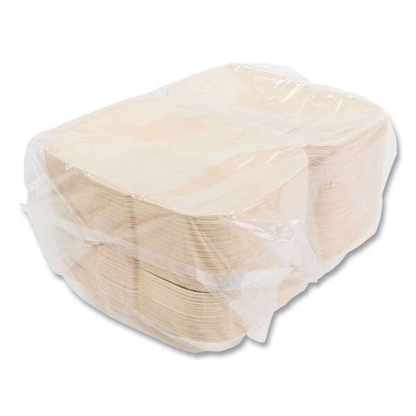 Boardwalk PFAS-Free Food Containers, Hoagie/Hinged Lid, 1-Compartment, 6x3x9, White, Bamboo/Sugarcane, 250PK - HL-96BW-NPFA