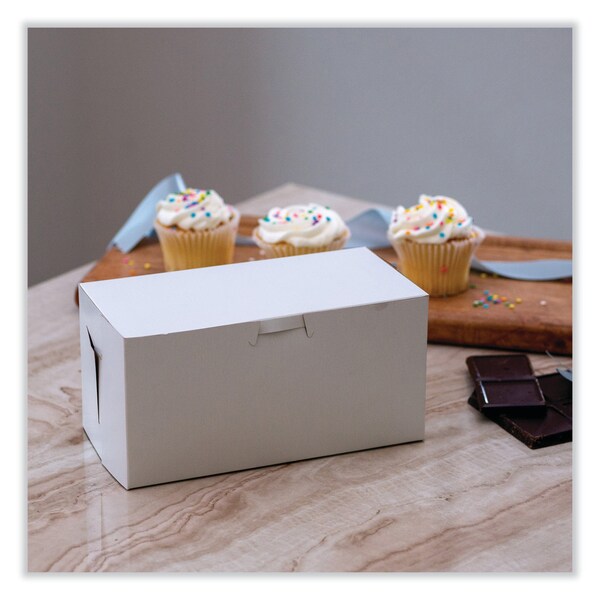 Sct White One-Piece Non-Window Bakery Boxes, Standard, 9 x 5 x 4, White, Paper, 250PK - 1549
