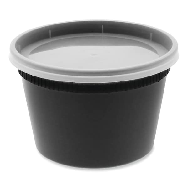 Pactiv Evergreen Newspring DELItainer Microwavable Container, 16 oz, 4.55 x 4.55 x 3.1, Black/Clear, Plastic, 240PK - YSD2516B