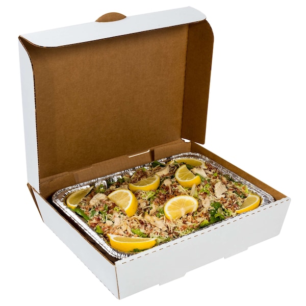 Amercareroyal 0254 Corrugated Catering Box Half Pan White 13x10 7/8x3, PK50 - CCBHP13113