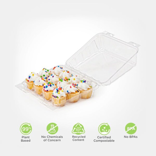 Good Natured Products 12-Pack 2.5 in. Mini Cupcake & Muffin Package, Crystal Clear, Pla, 225/Case, 225Pk - BXX00898