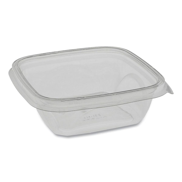 Pactiv 12 oz Recycled PET Square Base Salad Container Bowl, Clear - PCTSAC0512
