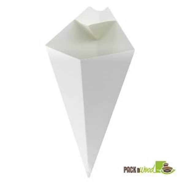 Omg White Paper Cone with Built-In Sauce Cup - 11 in. - OM3691297