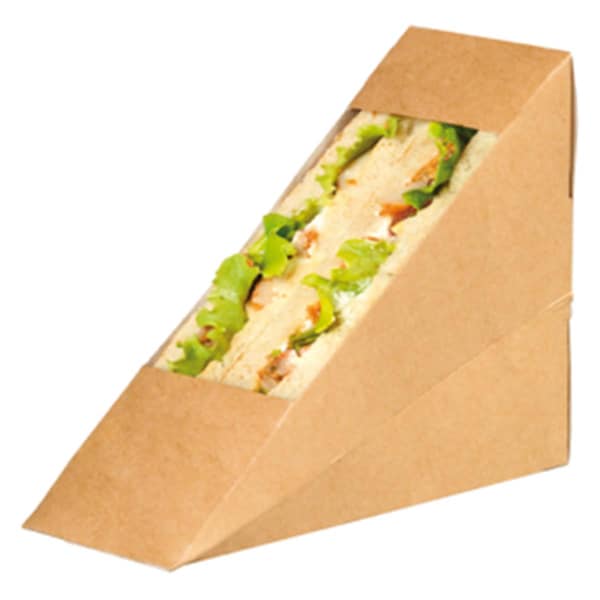 Packnwood Kraft Sandwich Wedge Box with Window - 4.84 x 2.05 x 4.84 in. - 209KCK5212
