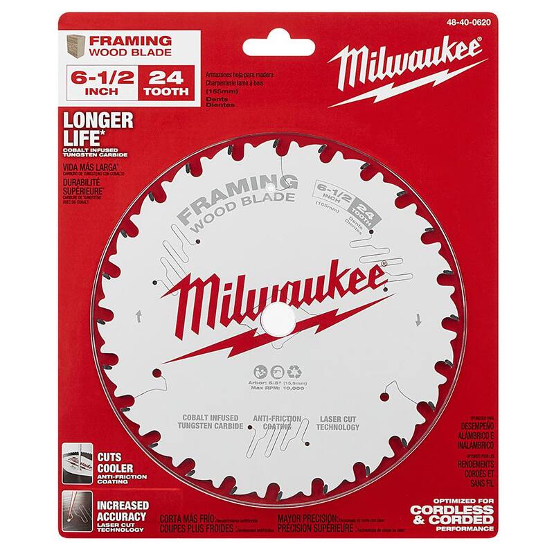 Milwaukee Hoja de sierra circular de acabado fino de 6-1/2 pulgadas (paquete de 2) - 48-40-0620-48-40-0622