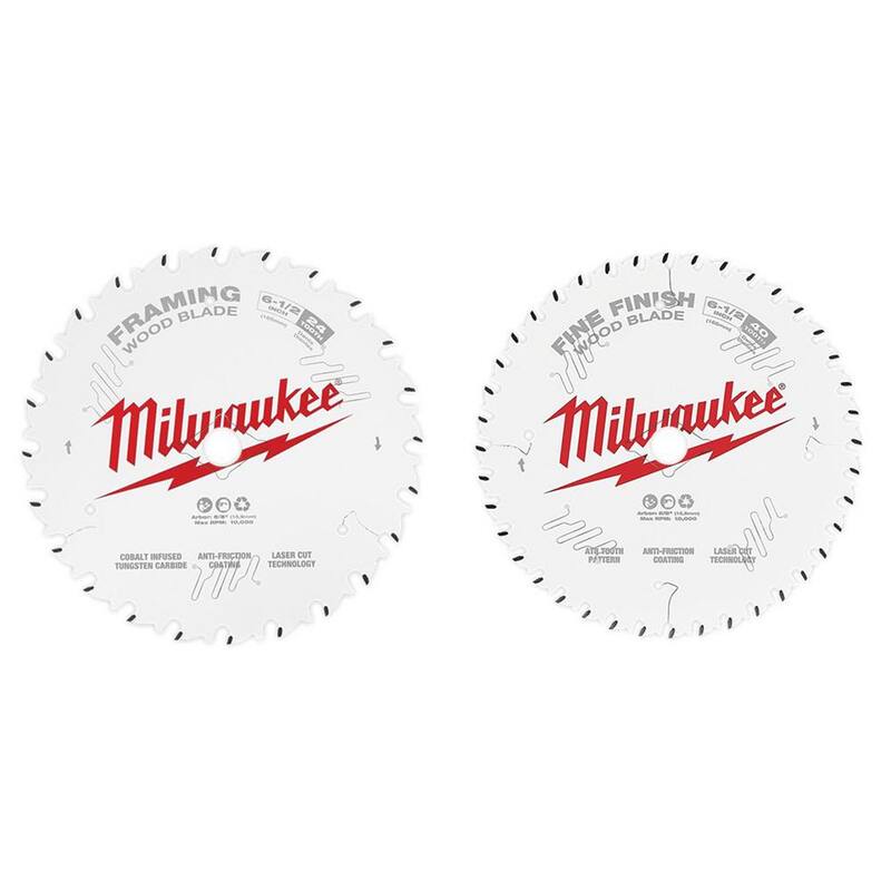 Milwaukee Hoja de sierra circular de acabado fino de 6-1/2 pulgadas (paquete de 2) - 48-40-0620-48-40-0622