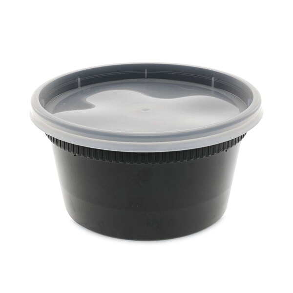 Pactiv Evergreen Newspring DELItainer Microwavable Container, 12oz, 4.55in Diax2.45in h, Black/Clear, Plastic, 240PK - YL2512B