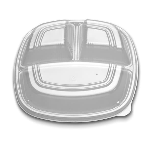 Forum Forum 10 3 Compartment Clear High Dome Vented Square Dome Lid, PK160 - CL213-1093C-1