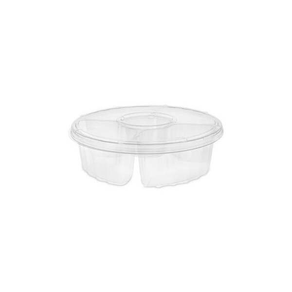 Pactivcorp Pactiv, DIP CUP PLATTER, 4-COMPARTMENT, 10in DIA, 64 OZ, CLEAR, 100PK - 1064DP4CLRL