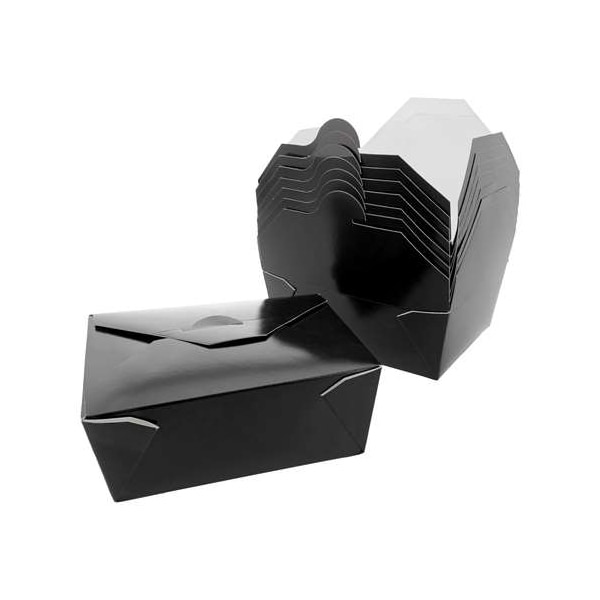 Amercareroyal Royal 6x4.75x2.5 No 8 Black Folded Takeout Box, PK300 - FTB8BK