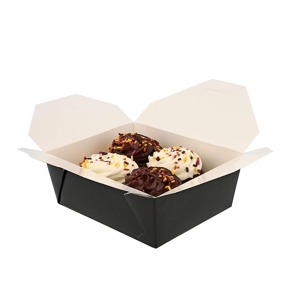 Amercareroyal Royal 6x4.75x2.5 No 8 Black Folded Takeout Box, PK300 - FTB8BK