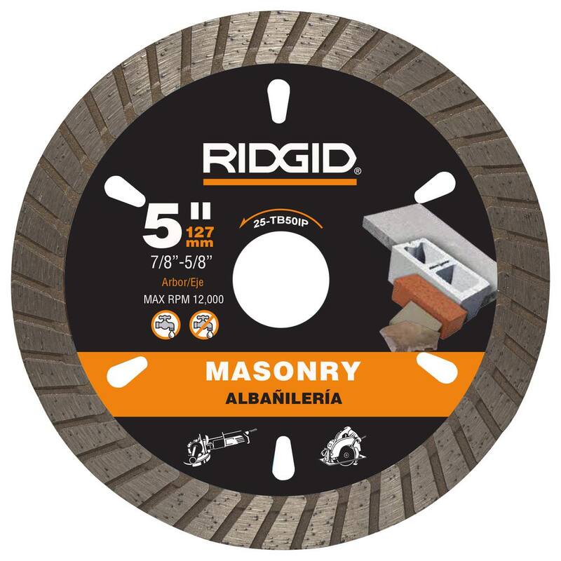 RIDGID 5 pulgadas Hoja de sierra de diamante de borde turbo para corte de albañilería - 25-TB50IP