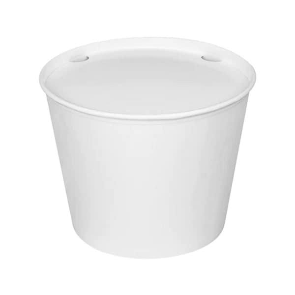 Karat Food Bucket with Lid, 130 oz, 8.46in. Dia x 6.6in.h, White, Paper, 150PK - C-FB130W_BUNDLE