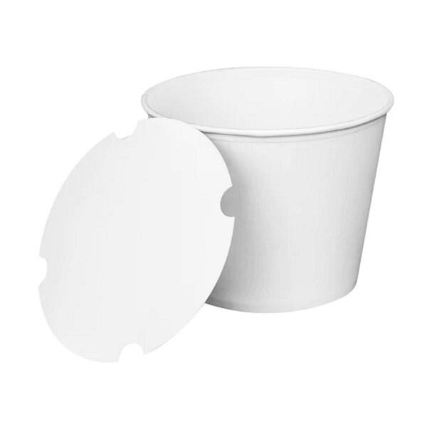 Karat Food Bucket with Lid, 130 oz, 8.46in. Dia x 6.6in.h, White, Paper, 150PK - C-FB130W_BUNDLE