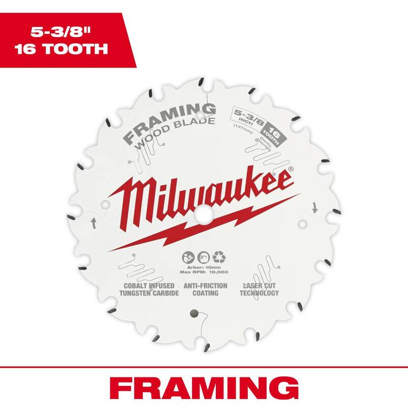 Hoja de sierra circular para marcos de 5-3/8 pulgadas con 16 dientes Milwaukee - 48-40-0522