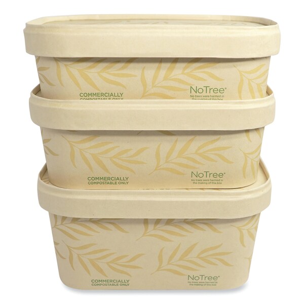 World Centric No Tree Rectangular Containers, 24 oz, 4.7 x 6.8 x 2.3, Natural, Sugarcane, 300PK - CT-NT-24
