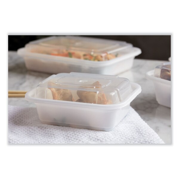 Pactiv Evergreen VERSAtainer Microwavable Containers, Rectangle, 12 oz, 4.5 x 5.5 x 2.12, White/Clear, Plastic, 150PK - NC818