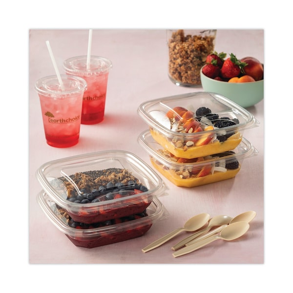 Pactiv Recycled PET Square Base Salad Containers, 7x7x2, 32oz, Clear, PK300 - SAC0732