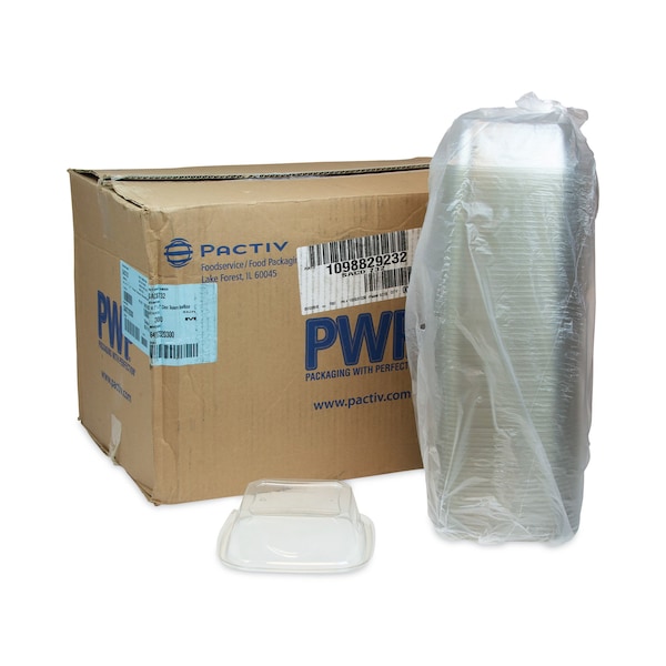Pactiv Recycled PET Square Base Salad Containers, 7x7x2, 32oz, Clear, PK300 - SAC0732