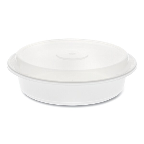 Pactiv Evergreen Newspring VERSAtainer Microwavable Containers, Round, 35 oz, 8x8x2.5, White/Clear, Plastic, 150PK - NC737