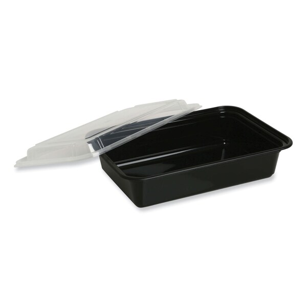 Gen Food Container, 16 oz, 7.48 x 5.03 x 2.04, Black/Clear, Plastic, 150PK - FCPP-BC-16RECT