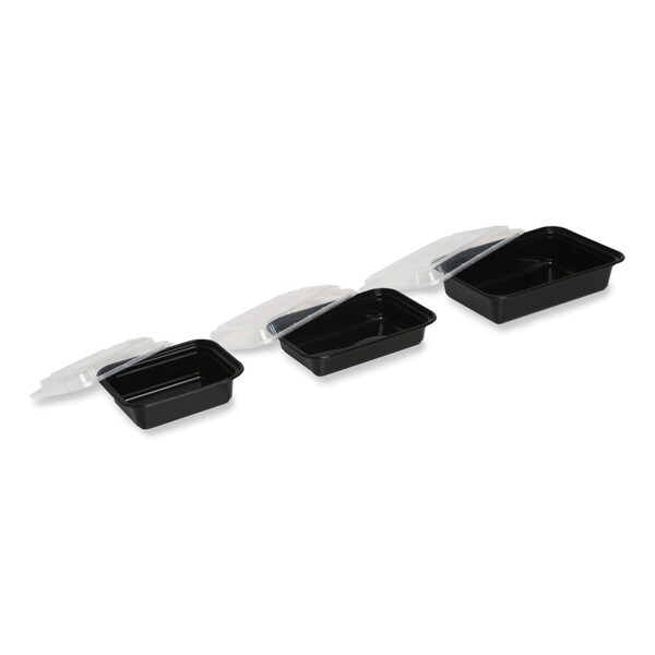 Gen Food Container, 16 oz, 7.48 x 5.03 x 2.04, Black/Clear, Plastic, 150PK - FCPP-BC-16RECT