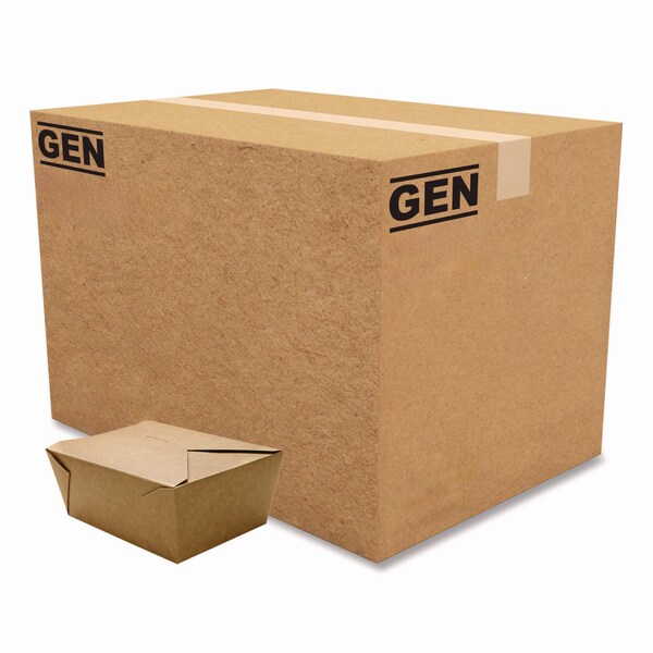 Gen Reclosable Kraft Take-Out Box, 110 oz, Paper, 160PK - KS10123