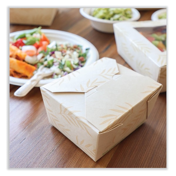 World Centric No Tree Folded Takeout Containers, 26 oz, 4.2 x 5.2 x 2.5, Natural, Sugarcane, 450PK - TO-NT-1