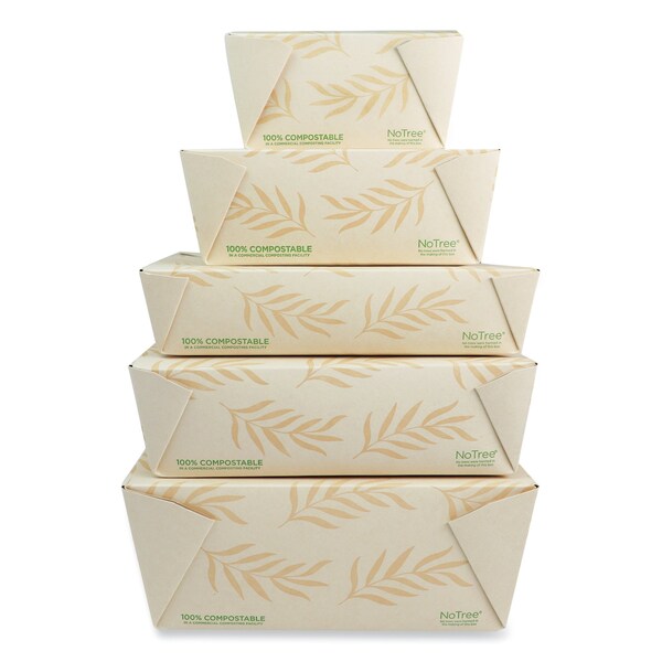 World Centric No Tree Folded Takeout Containers, 26 oz, 4.2 x 5.2 x 2.5, Natural, Sugarcane, 450PK - TO-NT-1