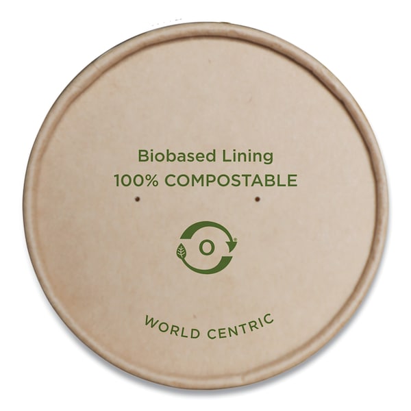 World Centric Paper Lids for Bowls, 3.6" Diameter, Kraft, PK500 - BOLPA8K