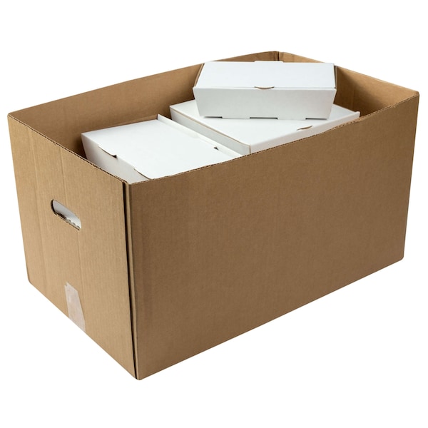 Amercareroyal 0443 Corrugated Carry Out Box With Handle Kraft 22x13x12 1/2, PK25 - CHTB221312