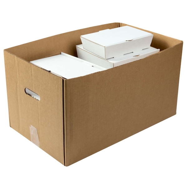 Amercareroyal 0443 Corrugated Carry Out Box With Handle Kraft 22x13x12 1/2, PK25 - CHTB221312