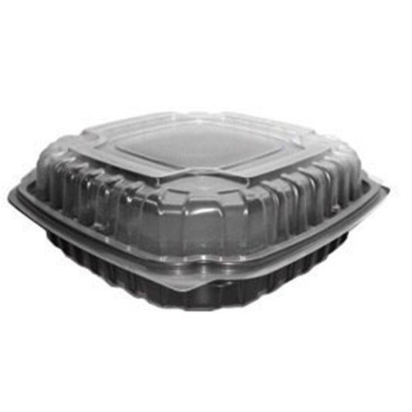 Shefu Products 9 x 9 in. Hinged Black Base Clear Lid, 100PK - SH2542433