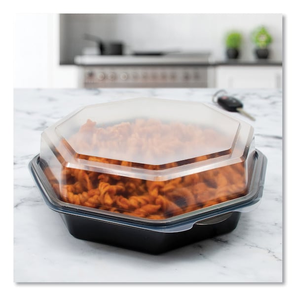 Dart OctaView Hinged-Lid Cold Food Containers, 28 oz, 7.94 x 7.5 x 3.2, Black/Clear, PK100, 100PK - 865612-PS94
