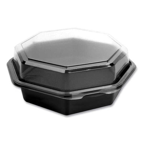 Dart OctaView Hinged-Lid Cold Food Containers, 28 oz, 7.94 x 7.5 x 3.2, Black/Clear, PK100, 100PK - 865612-PS94