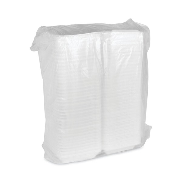 Pactiv Evergreen SmartLock Foam Hinged Containers, Medium, 8 x 8 x 3, White, PK150 - YHLW08010000