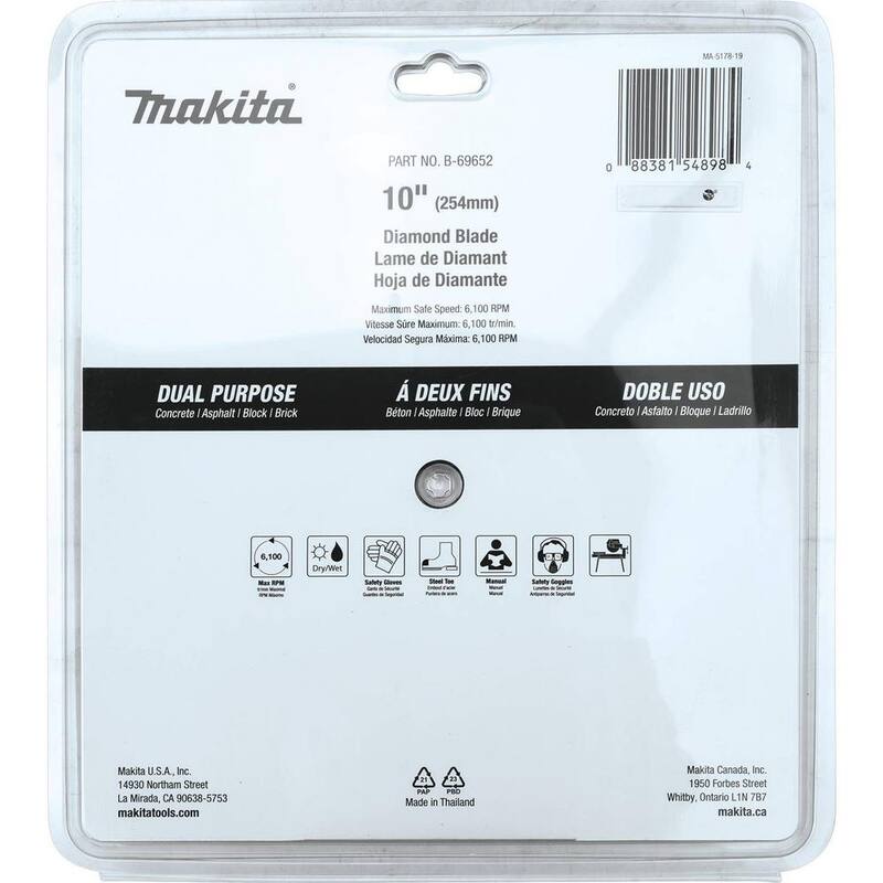 Makita 10 in. Disco de Diamante de Borde Segmentado de Doble Propósito - B-69652