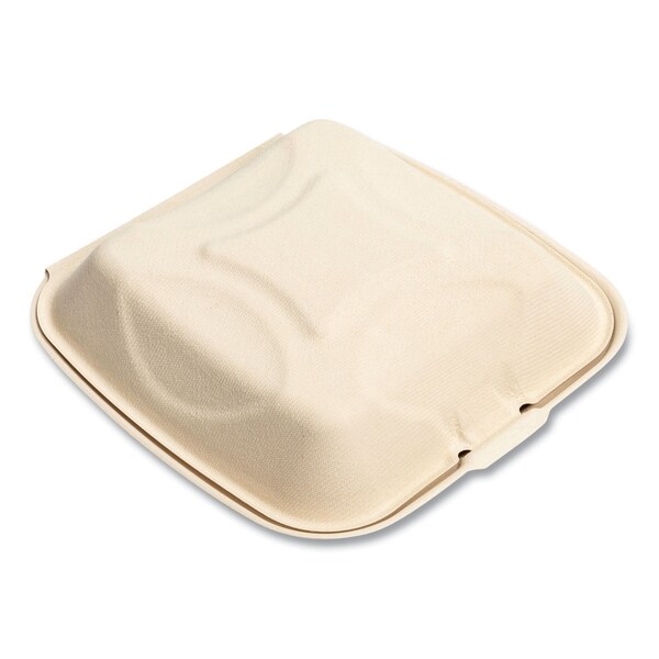 Boardwalk Bagasse PFAS-Free Food Containers, 1-Compartment, 9 x 1.93 x 9, White, Bamboo/Sugarcane, 200PK - HL-91BW-NPFA