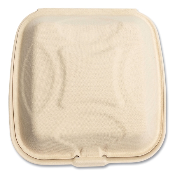 Boardwalk Bagasse PFAS-Free Food Containers, 1-Compartment, 9 x 1.93 x 9, White, Bamboo/Sugarcane, 200PK - HL-91BW-NPFA