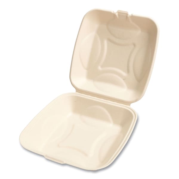 Boardwalk Bagasse PFAS-Free Food Containers, 1-Compartment, 9 x 1.93 x 9, White, Bamboo/Sugarcane, 200PK - HL-91BW-NPFA