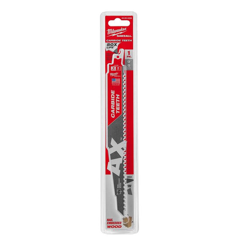 Juego de hojas para sierra de vaivén Milwaukee SAWZALL para demolición, corte de madera y metal (13 piezas) con hoja de 9 pulgadas y dientes de carburo AX - 49-22-1113-48-00-5226.