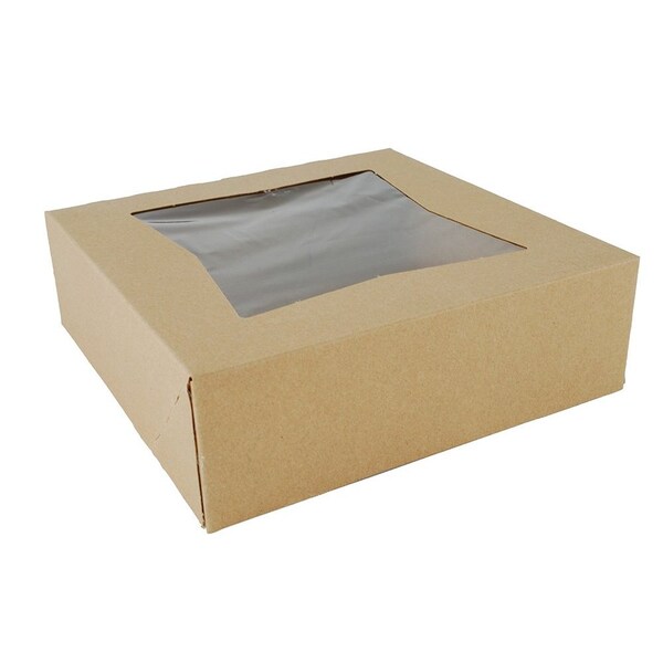 Champion Southern Paperboard Bakery Box w/ Window Kraft 8 in. X 8 in. X 2.5 in., 200PK - 24013K