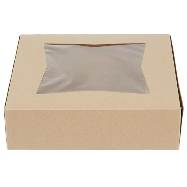 Champion Southern Paperboard Bakery Box w/ Window Kraft 9 in. X 9 in. X 2.5 in., 200PK - 24133K