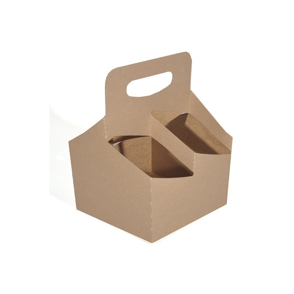 Champion Southern Paperboard Drink Carrier w/ Handle Kraft 4 Cups up to 24 oz., 250PK - 2797