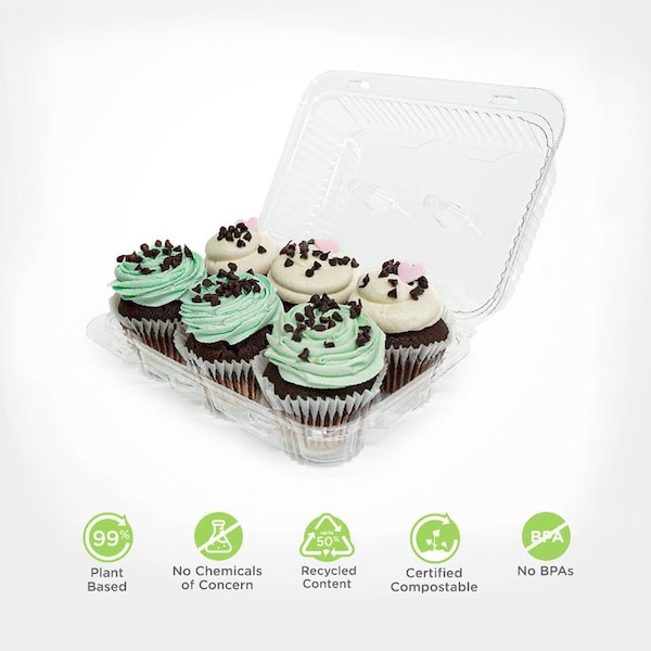 Good Natured Products 6-Pack 3.25 in. Classic Cupcake & Muffin Package, Crystal Clear, Pla, 250/Case, 250Pk - BXX00117