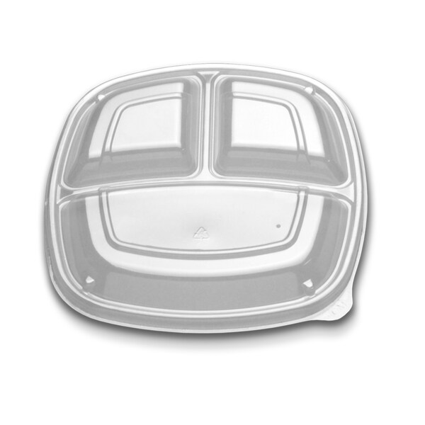 Forum Forum 9 3 Compartment Clear Low Dome Vented Square Lid, PK300 - CL213-0903C-1
