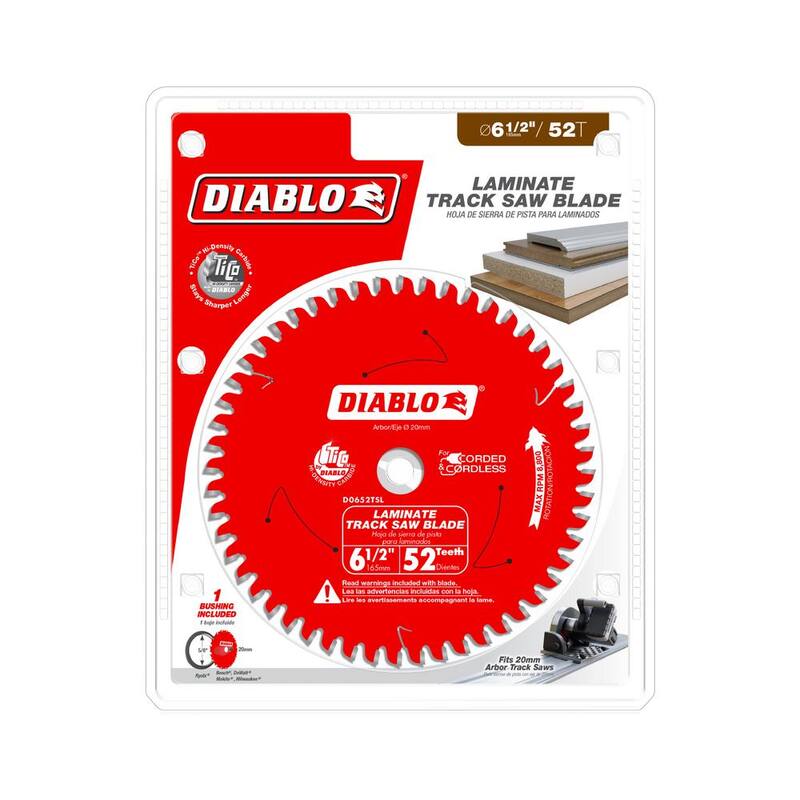 Hoja de sierra para riel de laminado DIABLO de 6-1/2 pulgadas y 52 dientes - D0652TSL
