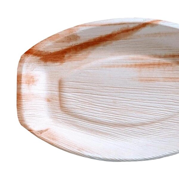 Smarty Had A Party 9" x 13" Oval Natural Palm Leaf Eco-Friendly Disposable Trays (100 Trays), 100PK - 5514T-CASE