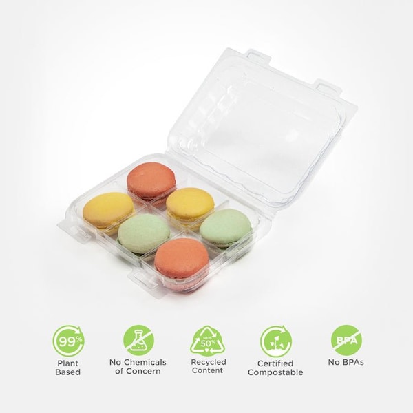 Good Natured Products 6-Pack 1.75 in. Treat Package, Crystal Clear, Pla, 250/Case, 250Pk - BXX00097