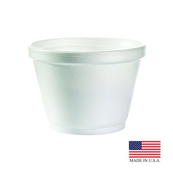 Dart 6SJ12 PEC 6 oz White Foam Container, 1000PK - 6SJ12 (S)